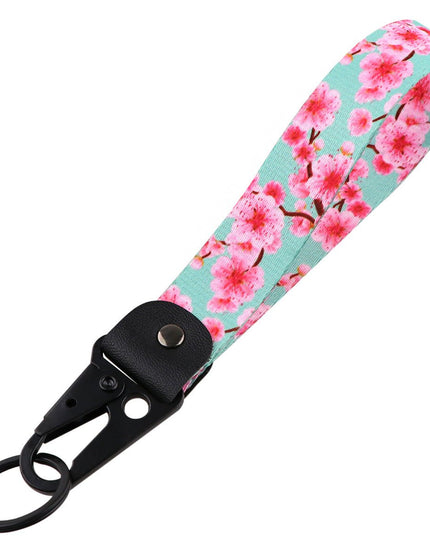 Cherry Blossom Leather Metal Keychains