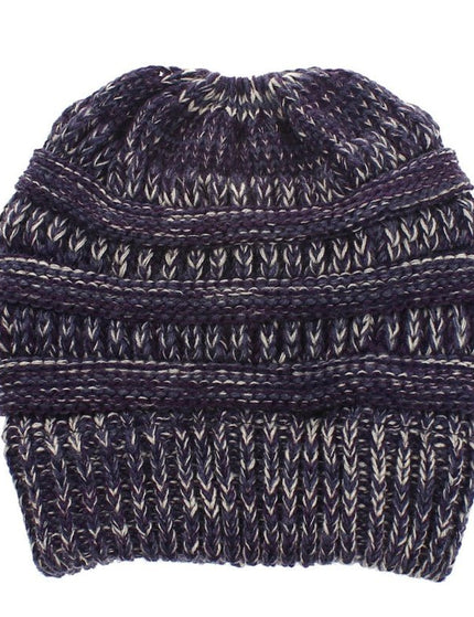 Mixed Color Knitted Wool Hat Ladies Non-labeled Ponytail Hat