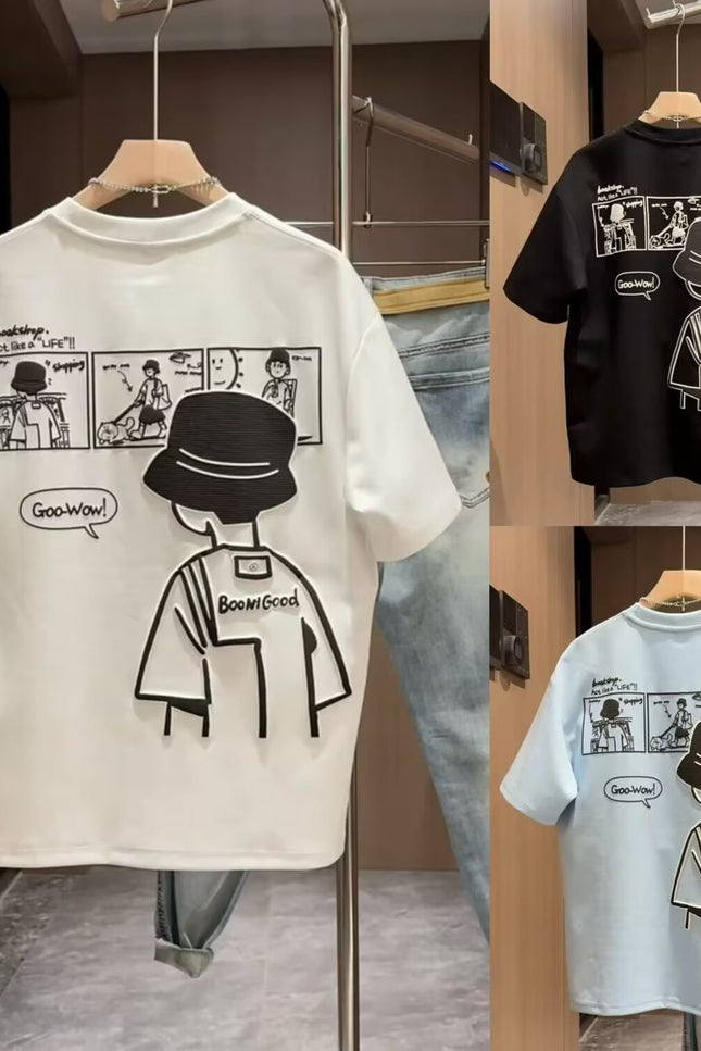 Summer Men's Printed T-shirt Trendy Crew Neck T-shirt Men