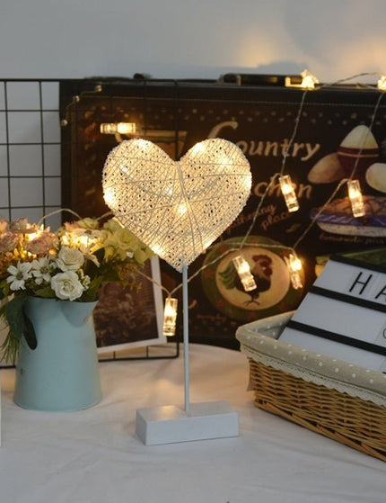 Rattan Star, Moon or Heart Table Lamp- Cozy Night Lamp for Home Decor
