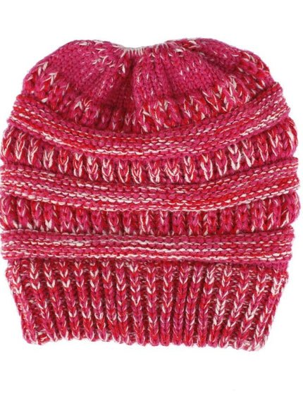 Mixed Color Knitted Wool Hat Ladies Non-labeled Ponytail Hat