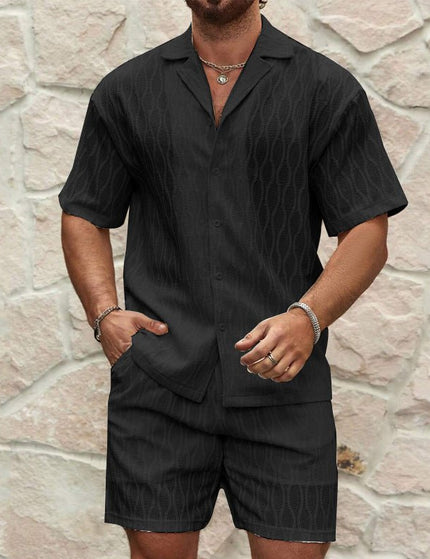 Men Tracksuits Summer Fashion Solid Loose Casual Two Pieces Lapel Button Shirt Shorts Beach Holiday All-match Outfits Male