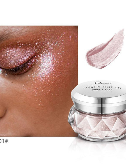 Face Highlighter Jelly Gel Mermaid Eyeshadow Glow Body Glitter Festival Makeup Iluminador Gold Liquid Highlighter Bronzer