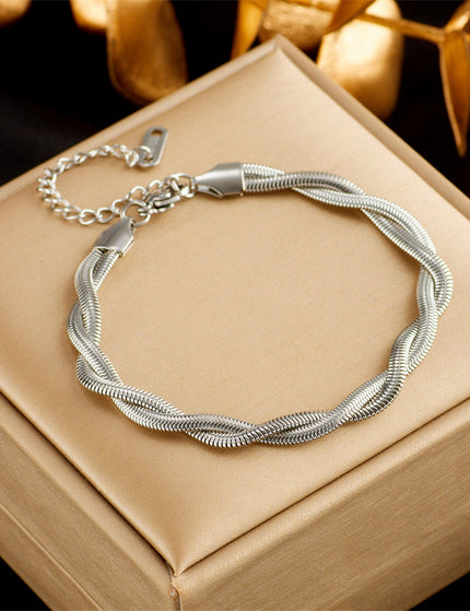Stainless Steel Gold Plated Punk Fashion Double Layer Bracelet For Women Girl Snake Chain Party Luxury Jewelry