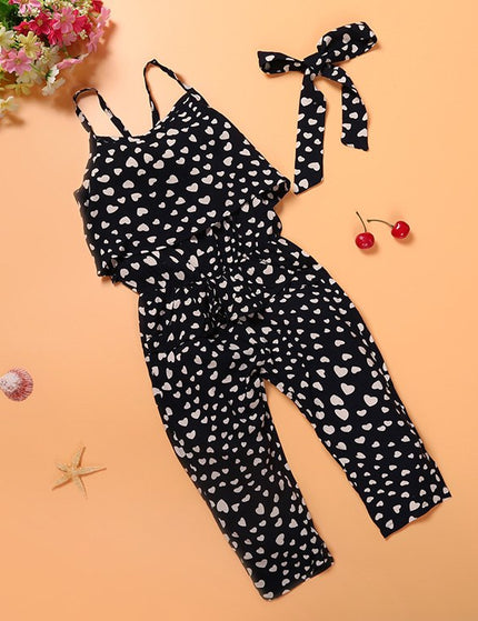 Fashion Summer Kids Girls Clothing Sets Cotton Sleeveless Polka Dot Strap Girls Jumpsuit Clothes Sets Outfits Children Suits
