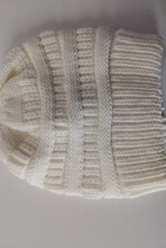 Mixed Color Knitted Wool Hat Ladies Non-labeled Ponytail Hat