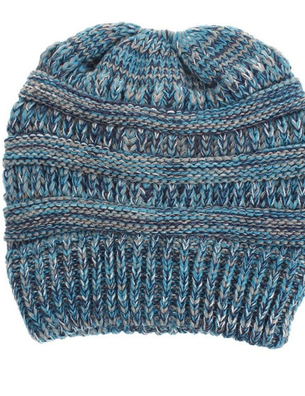 Mixed Color Knitted Wool Hat Ladies Non-labeled Ponytail Hat