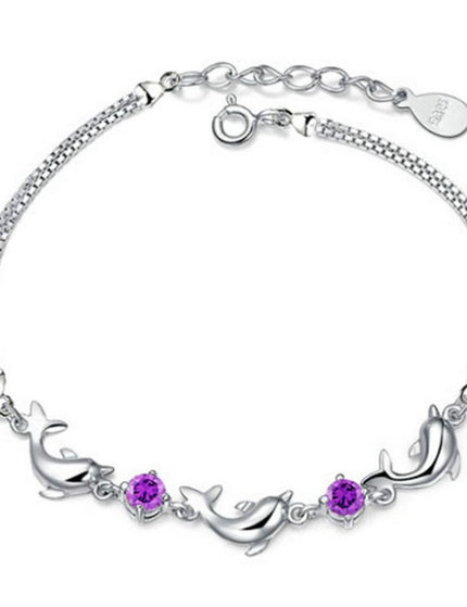 Trendy Women 925 Silver Bracelets Accessories Top Quality Crystal Dolphin Lady Jewelry Fashion Girl Christmas Birthday Jewelry