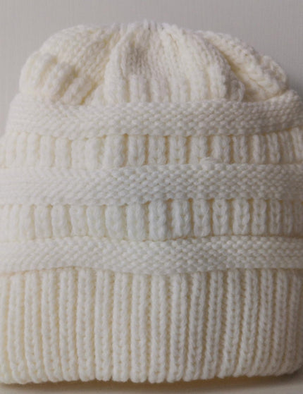 Mixed Color Knitted Wool Hat Ladies Non-labeled Ponytail Hat