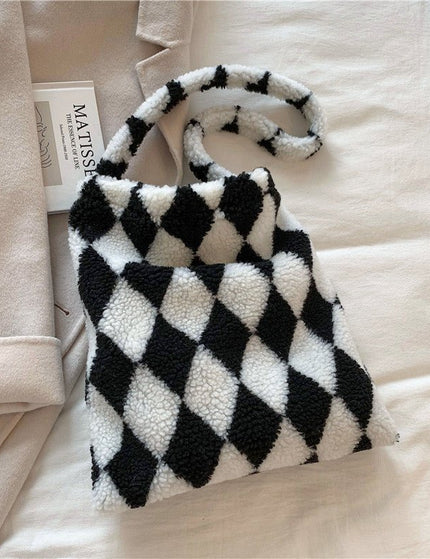 Love Heart Shoulder Bags Winter Plush Shopping Bags For Women