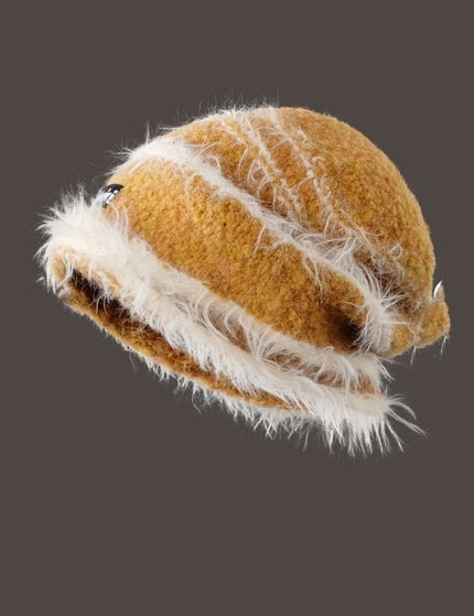 Korean Style Autumn And Winter Plush Knitted Mixed Color Stripe Warm