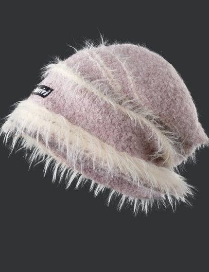 Korean Style Autumn And Winter Plush Knitted Mixed Color Stripe Warm