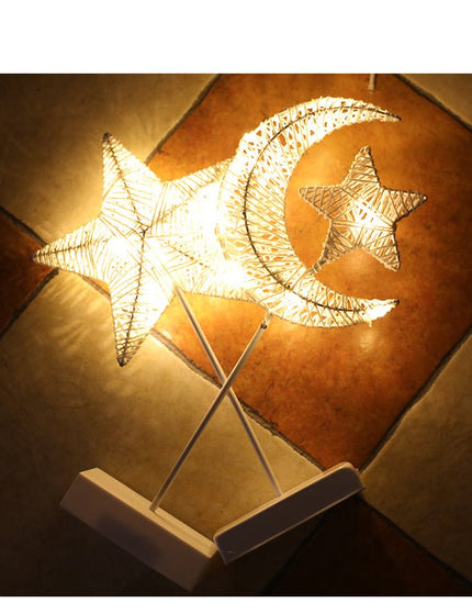 Rattan Star, Moon or Heart Table Lamp- Cozy Night Lamp for Home Decor