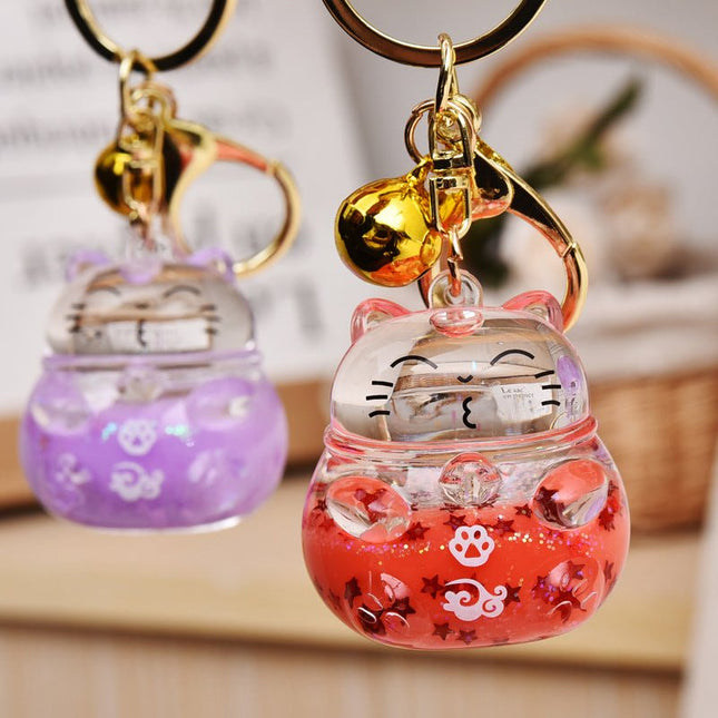 Cartoon Acrylic Floating Fortune Cat Keychain