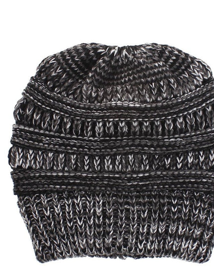 Mixed Color Knitted Wool Hat Ladies Non-labeled Ponytail Hat