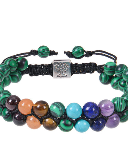Fashion Jewelry 6mm 7 Chakra Stone Bead Yoga Meditation Bracelet Healing Crystal Double Layer Natural Gemstone Beaded Anxiety Bracelets For Women