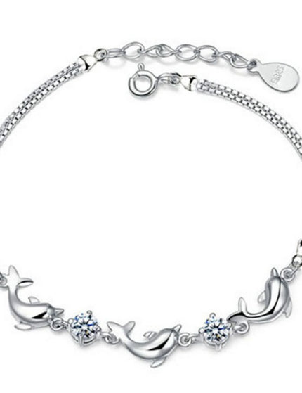 Trendy Women 925 Silver Bracelets Accessories Top Quality Crystal Dolphin Lady Jewelry Fashion Girl Christmas Birthday Jewelry