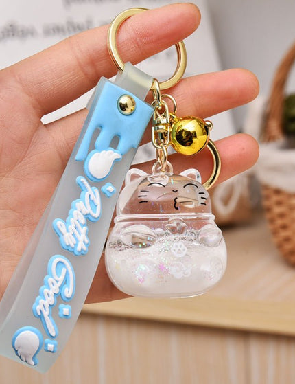 Cartoon Acrylic Floating Fortune Cat Keychain