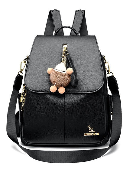 New Genuine Leather With Pendant High-value Female Student Travel Backpack