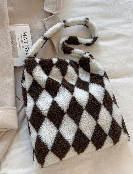 Love Heart Shoulder Bags Winter Plush Shopping Bags For Women