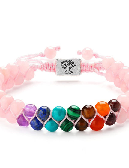 Fashion Jewelry 6mm 7 Chakra Stone Bead Yoga Meditation Bracelet Healing Crystal Double Layer Natural Gemstone Beaded Anxiety Bracelets For Women