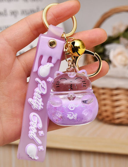 Cartoon Acrylic Floating Fortune Cat Keychain