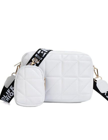 2Pcs Rhombus Shoulder Bag With Wallet Letter Print Wide Shoulder Strap Small Square Bag Large Capacity Cell Phone Crossbody Bags