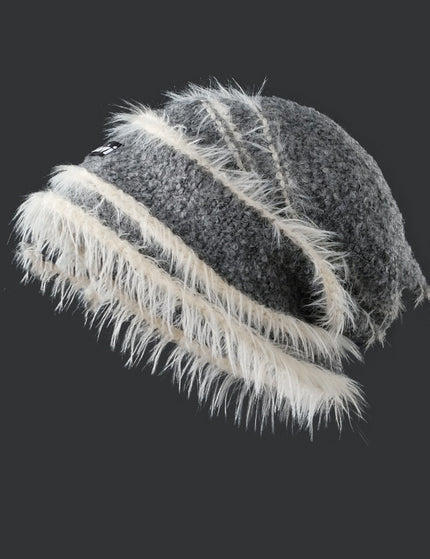 Korean Style Autumn And Winter Plush Knitted Mixed Color Stripe Warm