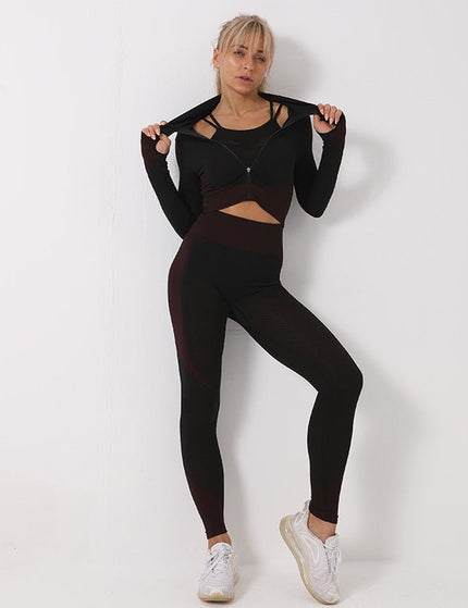 3PCS Yoga Set Seamless Sport Set Women Gym Clothing Leggings Women Crop Top Sports Bra Women Fitness Gym Set Womens Outfits Tracksuit