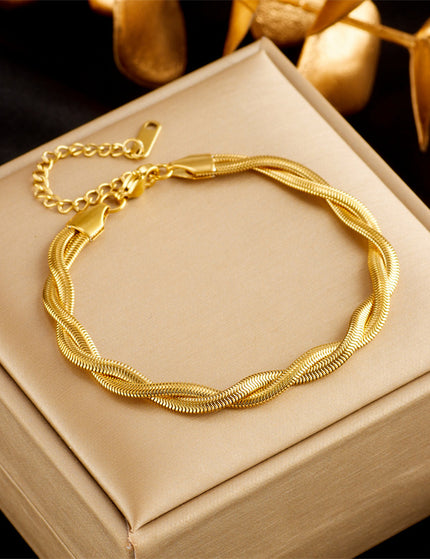 Stainless Steel Gold Plated Punk Fashion Double Layer Bracelet For Women Girl Snake Chain Party Luxury Jewelry