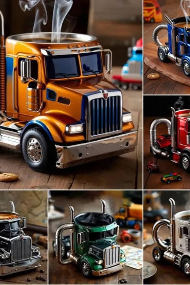 Durable Truck Coffee Mug Semi Truck Handcrafted Coffee Cup Semi-trailer Shaped Semi-Truck Coffee Mugs For Family