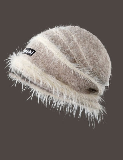 Korean Style Autumn And Winter Plush Knitted Mixed Color Stripe Warm