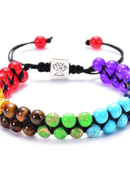 Fashion Jewelry 6mm 7 Chakra Stone Bead Yoga Meditation Bracelet Healing Crystal Double Layer Natural Gemstone Beaded Anxiety Bracelets For Women