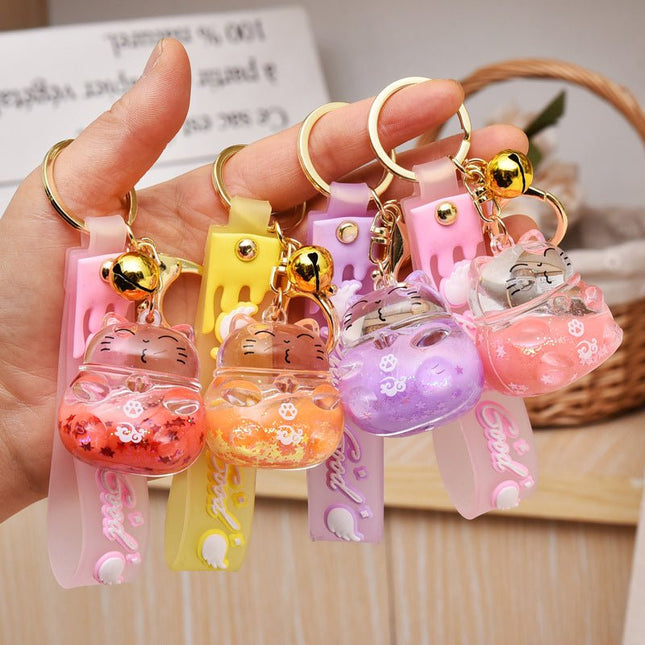 Cartoon Acrylic Floating Fortune Cat Keychain