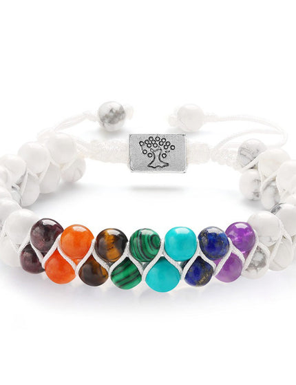 Fashion Jewelry 6mm 7 Chakra Stone Bead Yoga Meditation Bracelet Healing Crystal Double Layer Natural Gemstone Beaded Anxiety Bracelets For Women