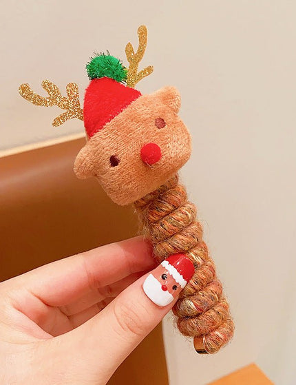 Cute Girls Elastic Rubber Band Christmas Children Telephone Wire Hair Spiral Coil Festive Dress Up Kid Hair Accessories Headwear