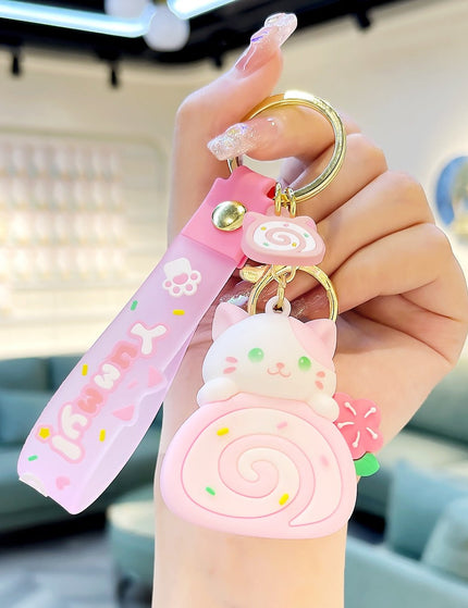 Fashion Cat Cake Roll Modeling Cartoon Key Button