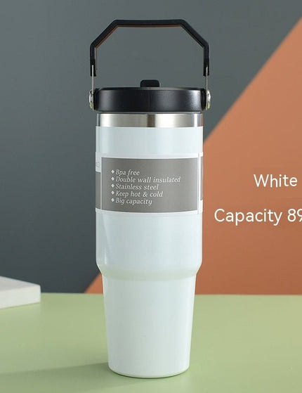 Portable Car Cup Stainless Steel Cup Travel Sports Water Bottle With Handle Cover Coffee Tumbler Cup