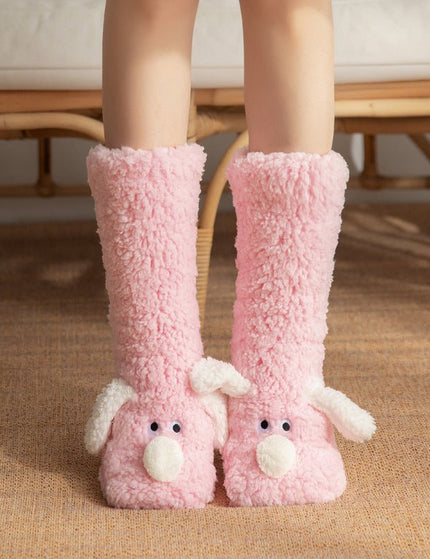 Cute Cartoon Dog Floor Socks Winter Warm Non-slip Plush Socks For Women
