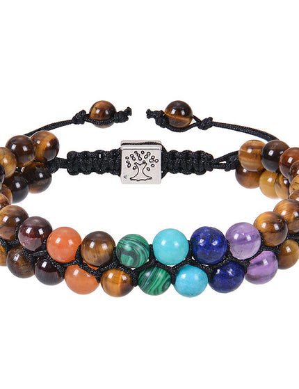 Fashion Jewelry 6mm 7 Chakra Stone Bead Yoga Meditation Bracelet Healing Crystal Double Layer Natural Gemstone Beaded Anxiety Bracelets For Women